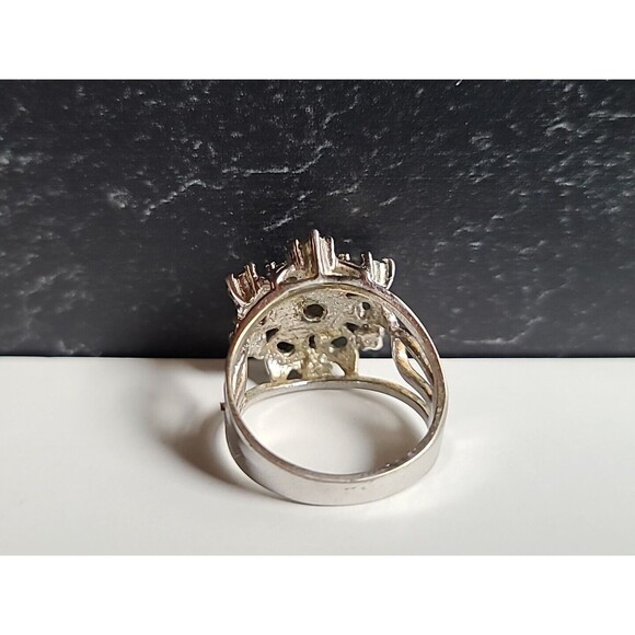 18KTHGE Rhinestone Cocktail Ring Vintage, READ, FAIR CONDITION, Size US  8 - Picture 5 of 10